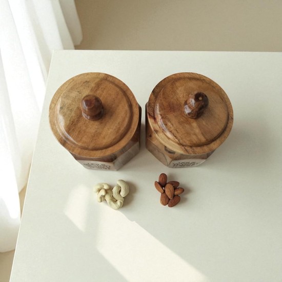 Acacia Wood Premium Wooden Storage Jars