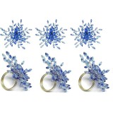 Blue Crystal Beads Bunch Napkin Rings
