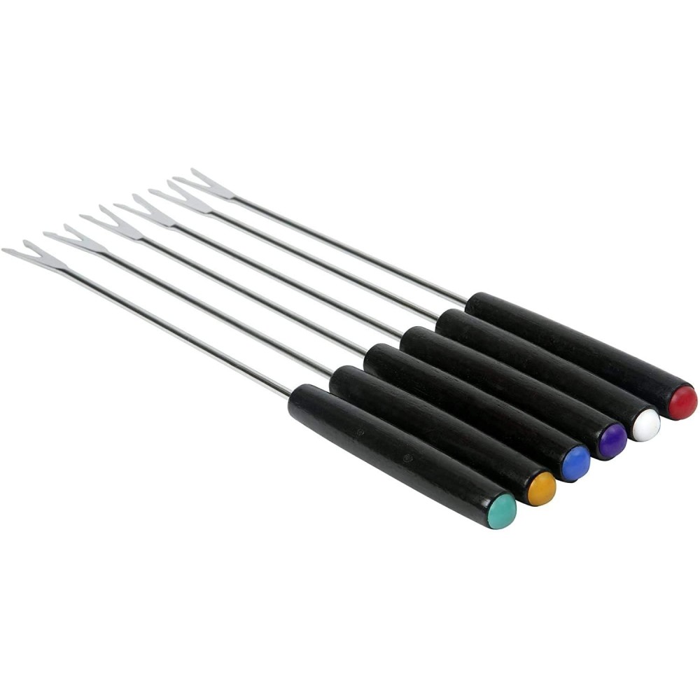 Stainless Steel Fondue Forks With Colour Coded Handles