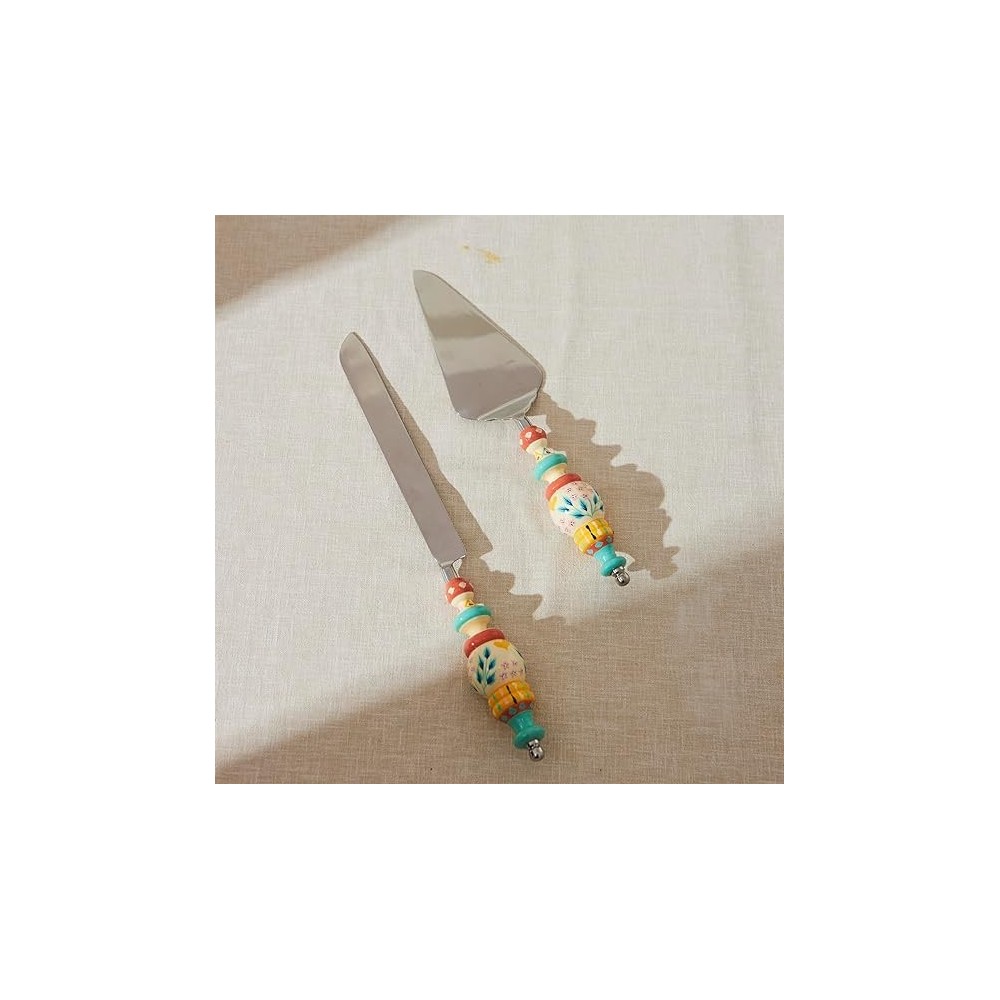 Stainless Steel/Wood Farmhouse Cake Server